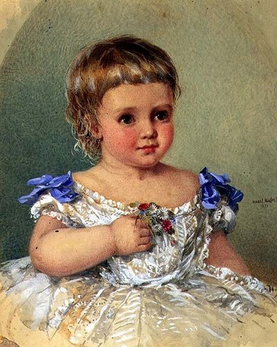 Retrato de un Niño con un Ramillete de Flores Silvestres de Isabel Oakley Naftel