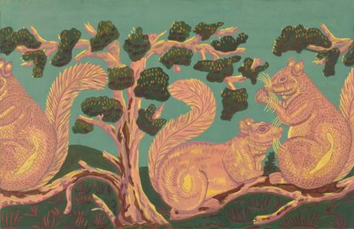 Diseño de caja de sombreros - Ardillas, c. 1938 de Isabella Ruth Doerfler