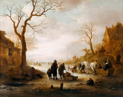 Un canal en invierno (óleo sobre lienzo) de Isack van Ostade