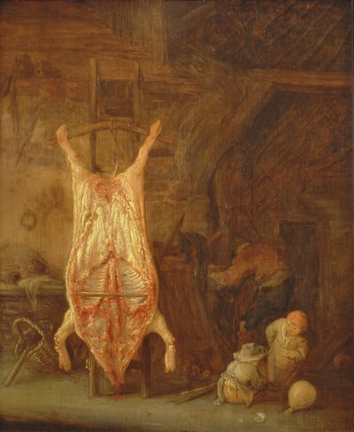 Matanza de cerdos (óleo sobre tabla) de Isack van Ostade
