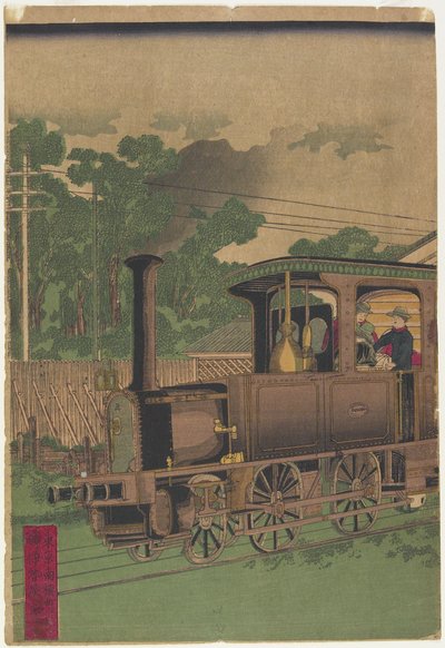 Locomotora de vapor en Tokio, después de 1872 de Iseya Kanekichi