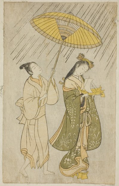 Parodia de Komachi rezando por lluvia de Ishikawa Toyonobu