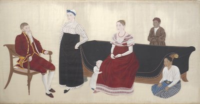Retrato de la familia Cock Blomhoff, su nodriza y dos sirvientes esclavizados de Ishizaki Yushi (attributed to)