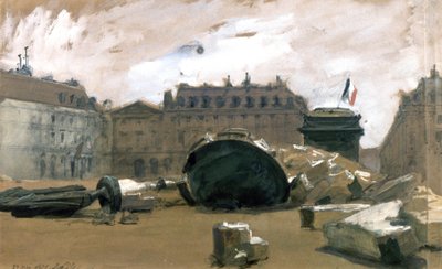 Comuna de París: la columna Vendome derribada de Isidore Pils