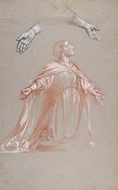 Santa Clotilde registro medio, estudio para pinturas murales en la Capilla de Saint Remi, siglo XIX de Isidore Pils