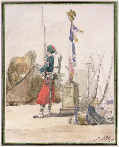 Soldado de guardia (acuarela y lápiz) de Isidore Pils