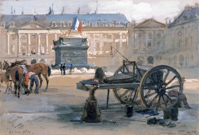 Caída de la Columna Vendome, 29 de mayo de 1871 (acuarela sobre papel) de Isidore Pils