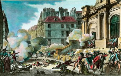 Revolución Francesa: El 13 del año IV; el General Bonaparte (Napoleón I Bonaparte) hizo traer los cañones, los insurgentes fueron disparados en los escalones de la Iglesia de Saint Roch en París el 4 de octubre de Isidore Stanislas Helman