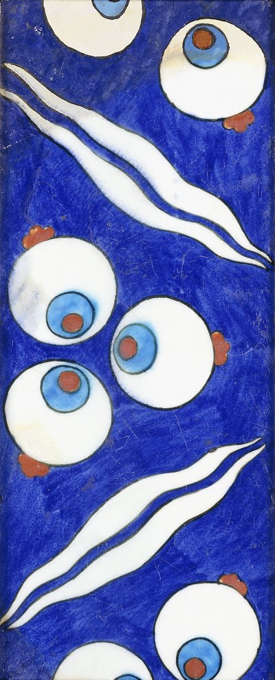 Un azulejo de borde de cerámica de Iznik, con audaces triple rondeles de cintamani y olas emparejadas, c. 1570 de Islamic School
