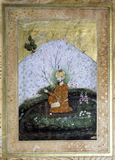 BABUR Zahir al-Din Muhammad (1483-1530): Miniatura mogol del siglo XVII de Islamic School