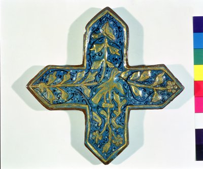 Azulejo cruciforme dorado al fuego en el estilo de Takht-e Solaiman, siglo XIII-XIV de Islamic School