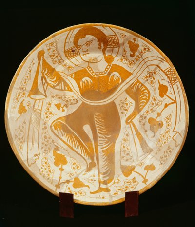 Plato decorado con figura de santo de Islamic School