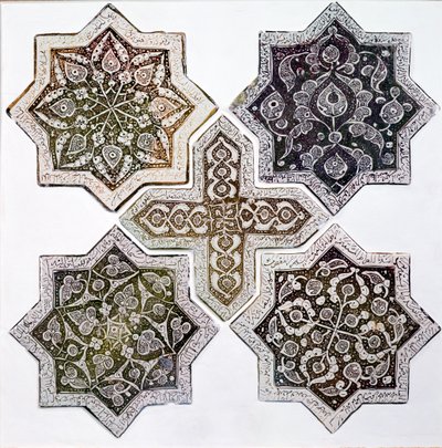 Cinco azulejos, Kashan, Irán de Islamic School