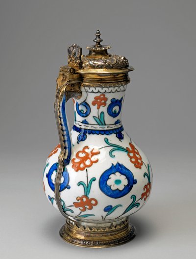 Jarra de fritware, período otomano (cerámica vidriada con dorado en plata) de Islamic School