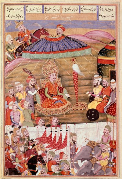 Arte islámico: “Sohrab mira nuevamente la tienda de Roustam”. Miniatura persa de un manuscrito del poema épico “Shahnameh” (Libro de los Reyes) de Ferdowsi (ca. 940-1020) de Islamic School