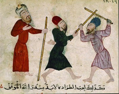 Hombres duelando, del Viejo Cairo (Fostat), 910-1171 de Islamic School