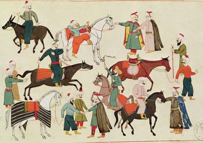 Ms 1671 Un mercado de caballos, c.1580 de Islamic School