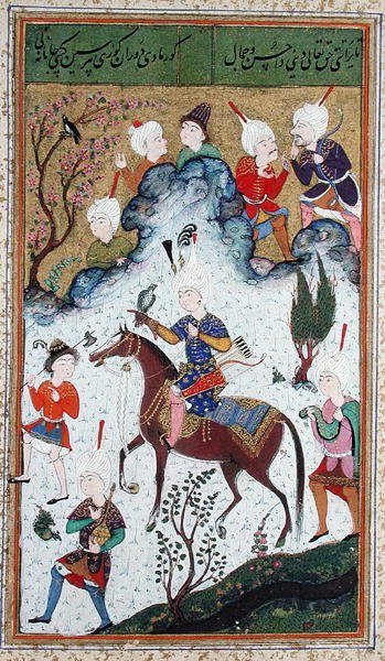 Ms B-284 fol.50b La caza de los reyes, del Diván de Huseyn Bayqara, c.1540 de Islamic School
