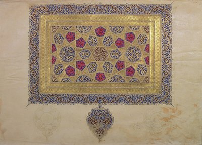 Página de un manuscrito del Corán, iluminada por Mohammad ebn Aibak, período Il-Khanid, principios del siglo XIV de Islamic School