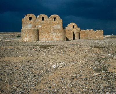 Vista de Qasr Amra, castillos del desierto (711-715) de Islamic School