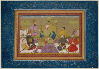 Yusuf Adil Shah entronizado con los siguientes cuatro monarcas de Bijapur, c.1750 (vitela) de Islamic School