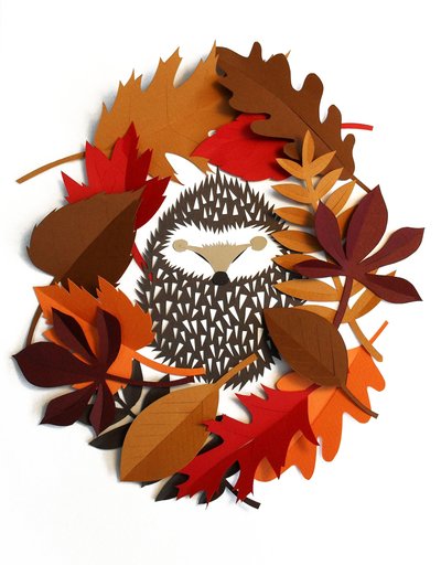 Guirnalda de erizos, 2015 (papel cortado) de Isobel Barber