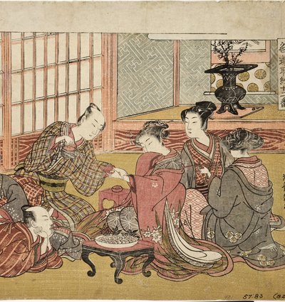Banquete en una casa adinerada, 1770-74 de Isoda Koryusai
