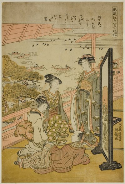 Brillo Vespertino en Matsusaki, de la serie "Ocho Vistas de Moda de Edo" de Isoda Koryusai