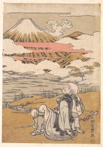 Saigyō contemplando el monte Fuji de Isoda Koryusai