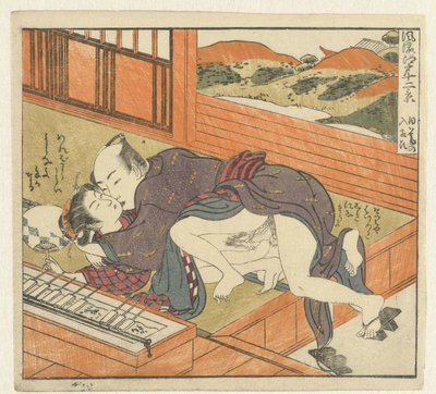 mujer joven, dominado, por, hombre Doce vistas del sofisticado Edo (título de la serie) Furyu Edo junikei (título de la serie sobre el objeto) de Isoda Koryusai
