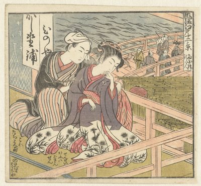 amor, pareja, en, porche Doce vistas del sofisticado Edo (título de la serie) Furyu Edo junikei (título de la serie sobre el objeto) de Isoda Koryusai