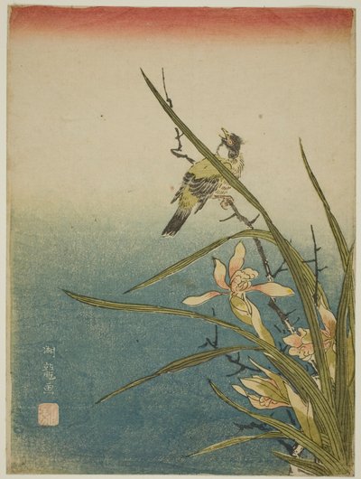 Orquídea y pájaro de Isoda Koryusai