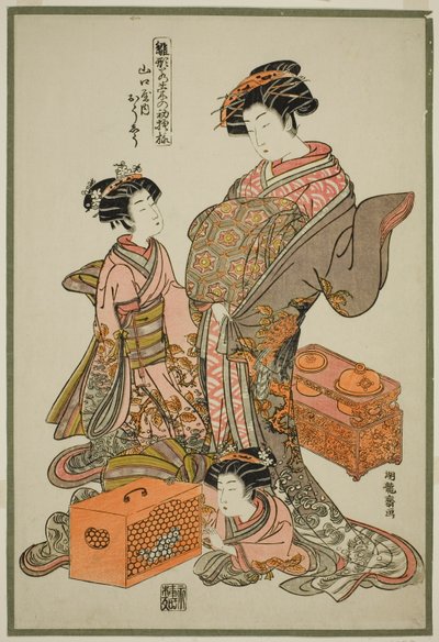 Oshu de Yamaguchiya, de la serie "Modelos para la moda: Nuevos diseños tan frescos como hojas jóvenes" de Isoda Koryusai