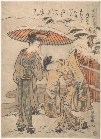Nieve vespertina en Uchikawa de Isoda Koryusai