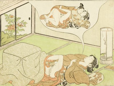 Mujer soñando de Isoda Koryusai