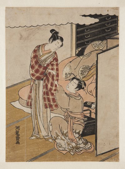 Mujer sosteniendo la manga del amante de Isoda Koryusai
