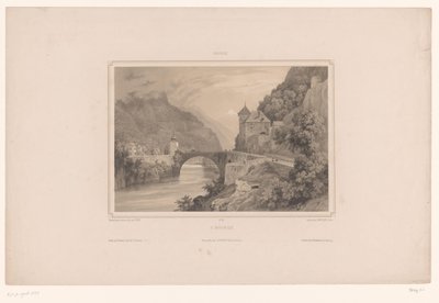 Vista de Saint-Maurice en Suiza St. Maurice (título sobre el objeto) Rostros en Suiza (título de la serie) Suisse (título de la serie sobre el objeto) de Isodore Laurent Deroy