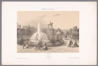 Zicht op de Place Napoléon te Lyon Lyon. Coloque a Napoleón (título en el objeto) Hedendaags Frankrijk (título de la serie) Francia hoy en día (título de la serie sobre el objeto) de Isodore Laurent Deroy