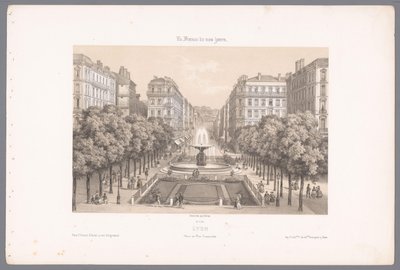Zicht op de Place en de Rue Impériale te Lyon Lyon. Imperial Square and Street (título sobre el objeto) Hedendaags Frankrijk (título de la serie) Francia hoy en día (título de la serie sobre el objeto) de Isodore Laurent Deroy