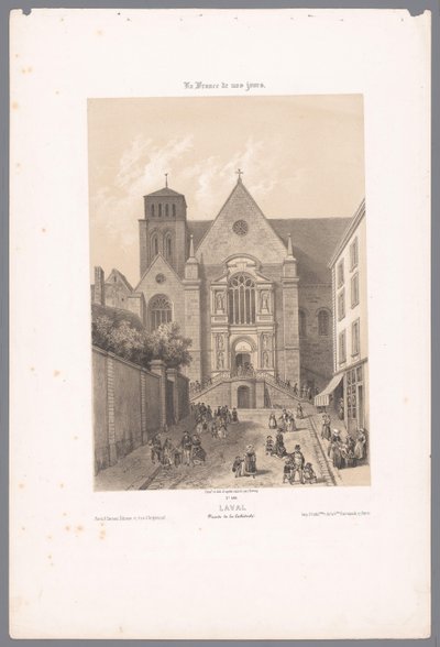 Vista de la catedral Sainte-Trinité en Laval
Laval. Façade de la Cathédrale (título en el objeto)
Francia contemporánea (título de la serie)
La France de nos jours (título de la serie en el objeto) de Isodore Laurent Deroy