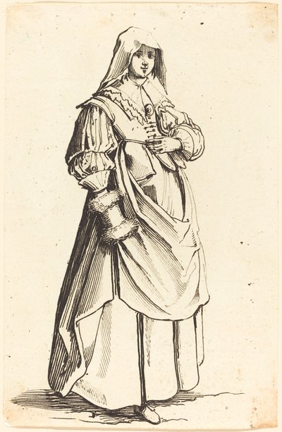 Burguesa con manguito, mirando a la derecha de Israel Henriet after Jacques Callot