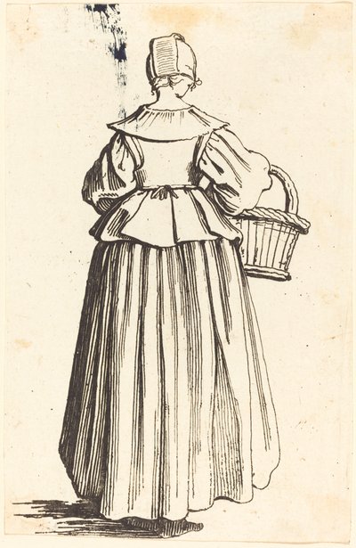 Campesina con cesta, vista desde atrás de Israel Henriet after Jacques Callot