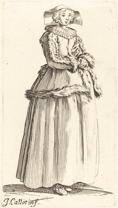 Joven con las manos cruzadas, mirando a la derecha de Israel Henriet after Jacques Callot