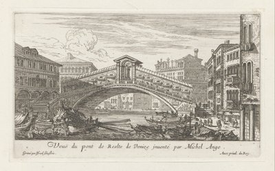 Vista del puente de Rialto y el Gran Canal, Venecia de Israël Silvestre