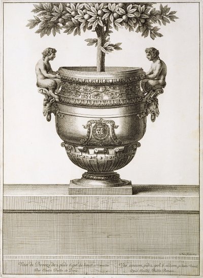 Urnas de bronce usadas para árboles cítricos, ilustración de 