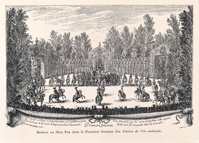 Molière en Dios Pan, Ilustración de "Los placeres de la Isla encantada" de Jean Baptiste Poquelin llamado MOLIÈRE (1622-1673) de Israel the Younger Silvestre