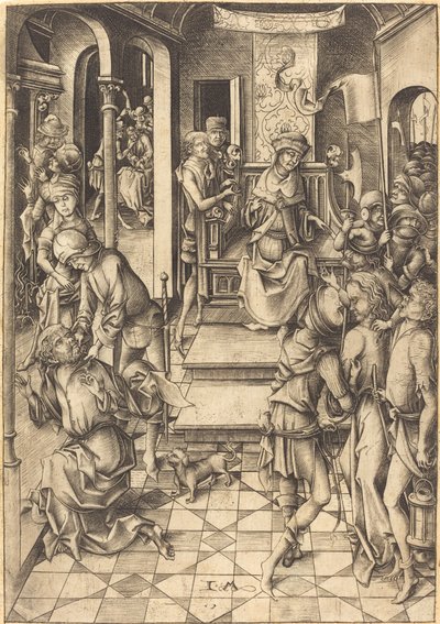 Cristo ante Anás, c. 1480 de Israhel van Meckenem