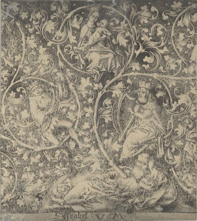 Grabado ornamental con el Árbol de Jesé de Israhel van Meckenem