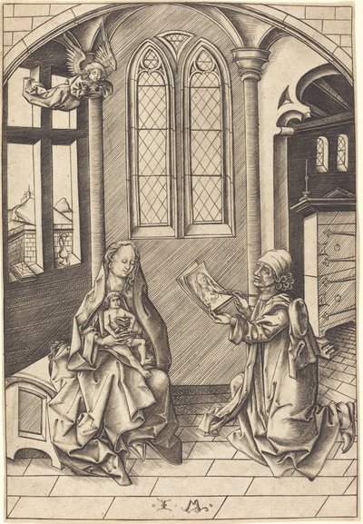 San Lucas Dibujando un Retrato de la Virgen de Israhel van Meckenem
