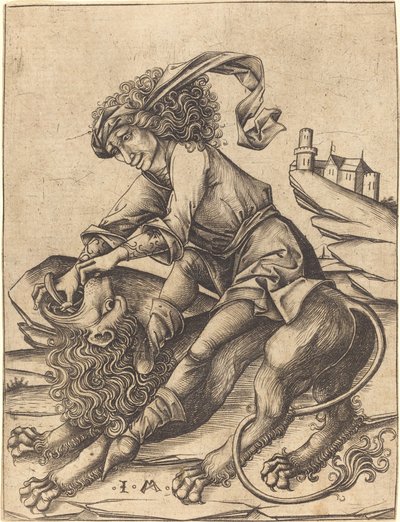 Sansón y el León de Israhel van Meckenem